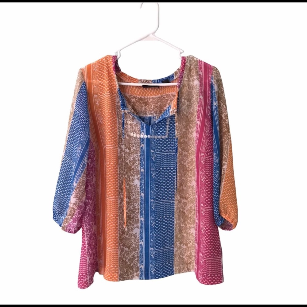 Avenue multicolored sheer blouse